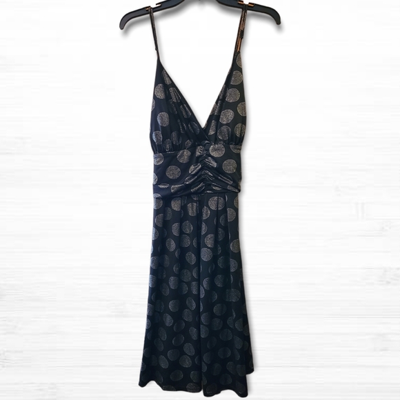 Black & Grey Metalic Polka-dot Plus Size Dress - Picture 9 of 13